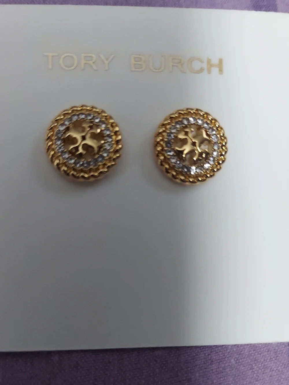 Tory Burch Rope Crystals Stud Earrings New